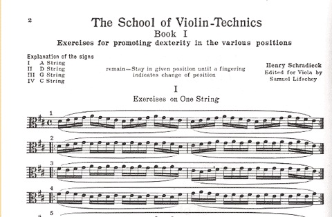 Schradieck, H. (Lifschey): The School of Violin-Technics, Transcribed for the Viola, Volume I (viola)