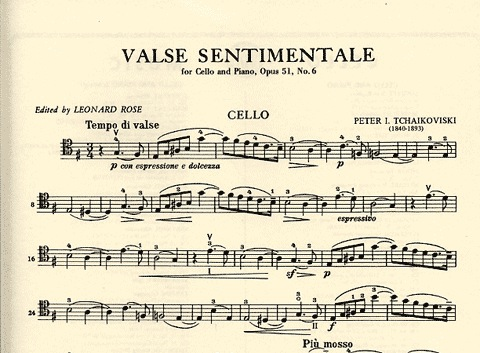 Tchaikovsky, P.I.: Valse Sentimentale Op.51 No. 6 (cello & piano)