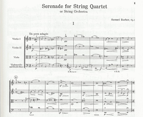 Barber, Samuel: Serenade for String Quartet Op.1 (score and parts)