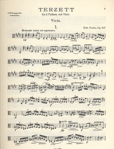 Fuchs, Robert (1847-1927): Terzett Op. 107  (2 violins, Viola)