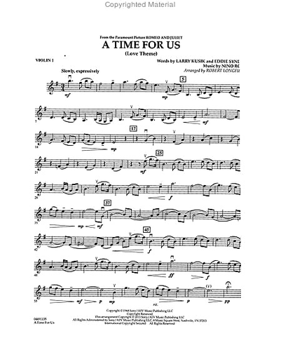 Rota, Nino: A Time for Us from Romeo and Juliet-Pops for String Quartet (score and parts)