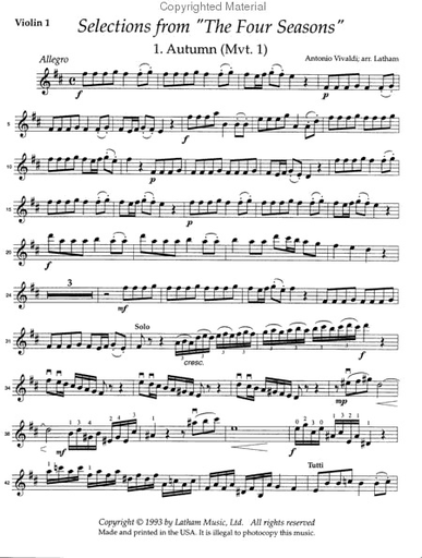 Vivaldi, Antonio (Latham): Selections from the Four Seasons (string quartet)