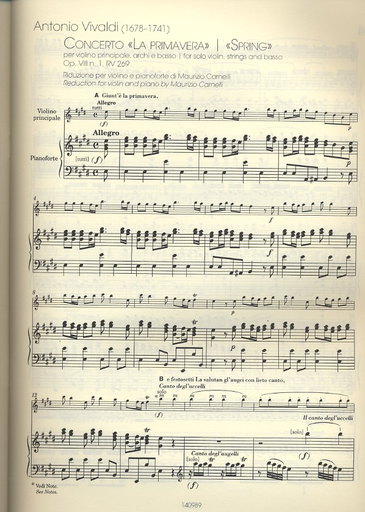 Vivaldi (Carnelli): The Four Seasons (violin & piano) Ricordi