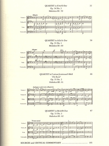 Haydn, F.J. (Rowland-Jones, ed.): 6 String Quartets Op.54 and 55, Hobokern III 57-62 (2 violins, viola, cello)