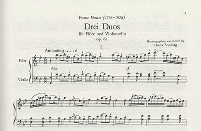 Danzi, Franz: Three Duos Op.64 (flute & cello)