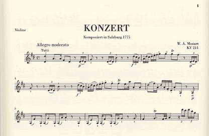 Mozart, W.A. (Seiffert, ed.): Concerto No. 2 in D Major, KV 211, urtext (violin & piano)