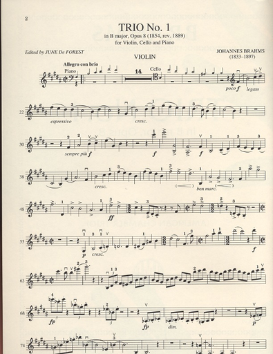 Brahms, Johannes: Trio No.1 in B Major, Op.8 (violin, Cello & piano)