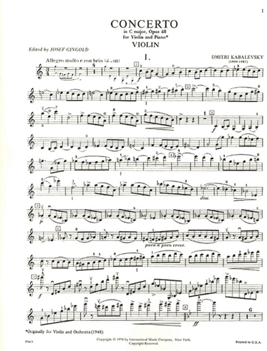 Kabalevsky, Dmitri (Gingold): Concerto in C major, Op.48 (violin & piano)