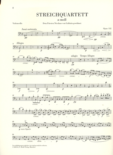 Beethoven, L.van: String Quartet in A minor, Op. 132, urtext (2 violin, viola, and cello)