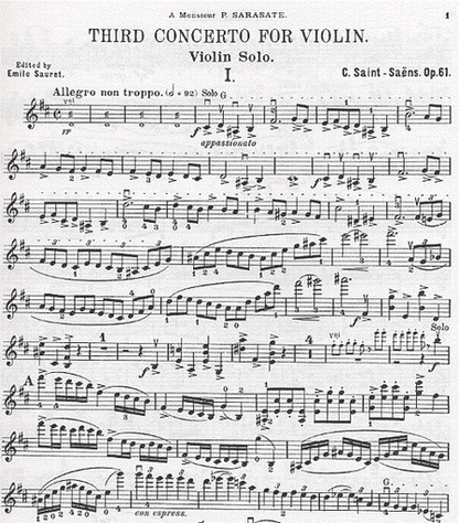 Saint-Saens, Camille (Sauret): Violin Concerto #3 Op.61 in B minor (violin & piano)