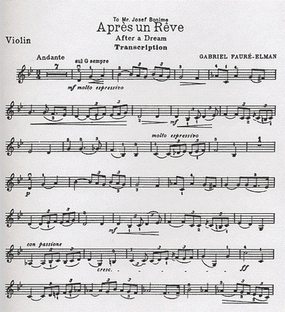 Faure (Elman): After a Dream -Apres Un Reve (violin & piano) FISCHER