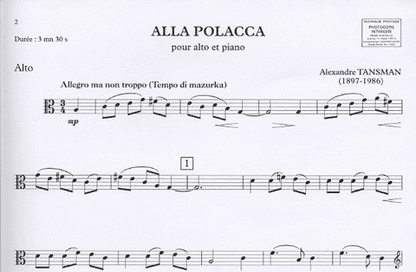 Tansman, Alexandre: Alla Polacca (viola & piano)