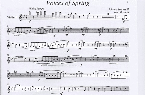 Strauss, Johann (Martelli): Voices Spring (string quartet)
