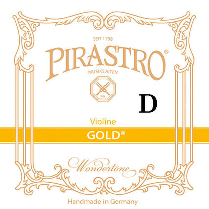 Pirastro GOLD violin D string, gut/silver-aluminum, medium
