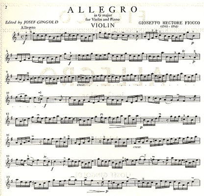 Fiocco, J.H. (Gingold): Allegro (violin & piano)