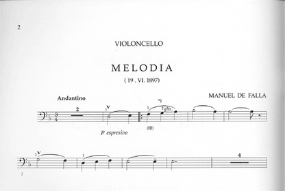 DeFalla, Manuel: Tres Obras-Melodia, Romanza, Pieza en Do (cello & piano)
