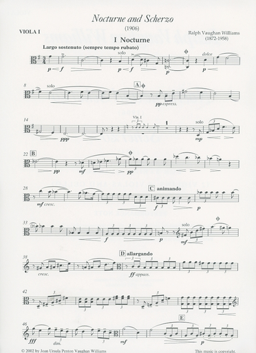 Vaughan Williams: Nocturne & Scherzo for String Quintet (2 violins, 2 violas, cello)