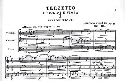Dvorak: Terzetto Op.74-Critical Edition (2 violins & viola)score & parts