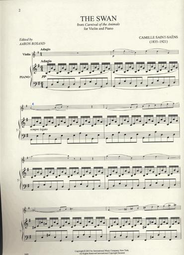 Saint-Saens, Camille (Rosand): The Swan from Carnival of the Animals (violin & piano)