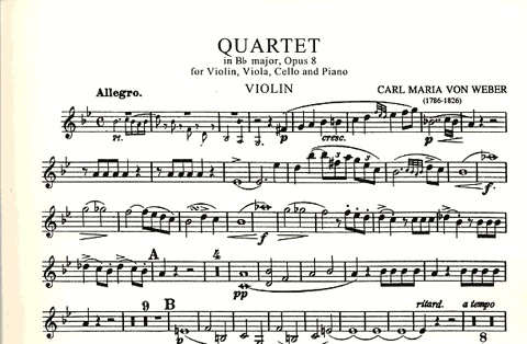 Weber, Carl Maria von: Piano Quartet in Bb major Op.8 (violin, viola, cello, piano)