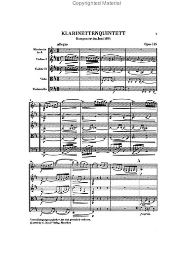 Brahms, J.: Clarinet Quintet in B minor, Op. 115 (score)