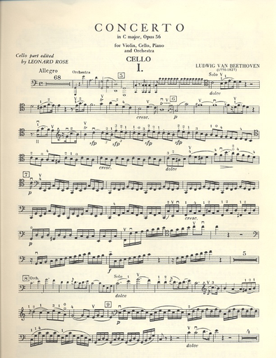 Beethoven, L.V. (Oistrakh, Taub): Concerto in C Major for Pianoforte, Violin, Violoncello, and Orchestra, Op.56 ''Triple Concerto'' urtext (violin, cello, piano, & piano reduction)