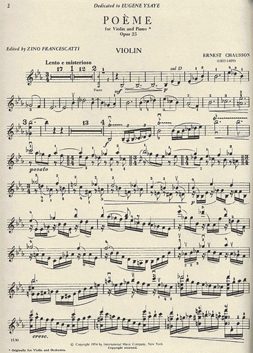 Chausson, Ernest (Francescatti): Poeme Op.25 (violin & piano)