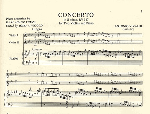 Vivaldi, Antonio: Concerto in g minor F.I.#98 (2 violins & piano)