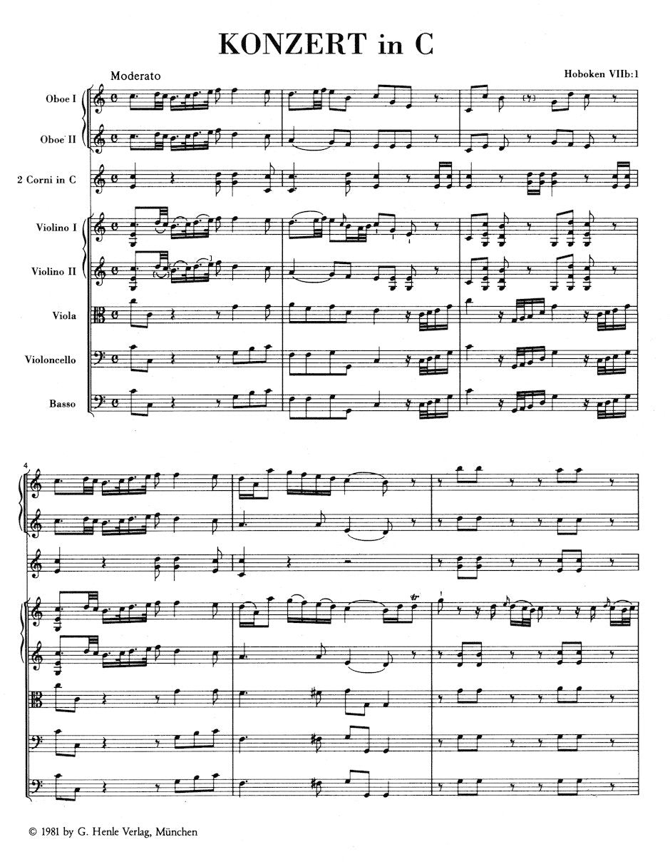 Haydn, Joseph (Gerlach): Concerto for Violoncello and Orchestra in C major,  Hob.VIIb:1 (Study score) Barenreiter Urtext