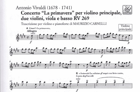 Vivaldi, Antonio: Spring from The Four Seasons (violin & piano or CD)