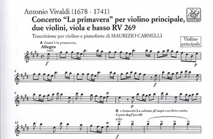 Vivaldi, Antonio: Spring from The Four Seasons (violin & piano or CD)