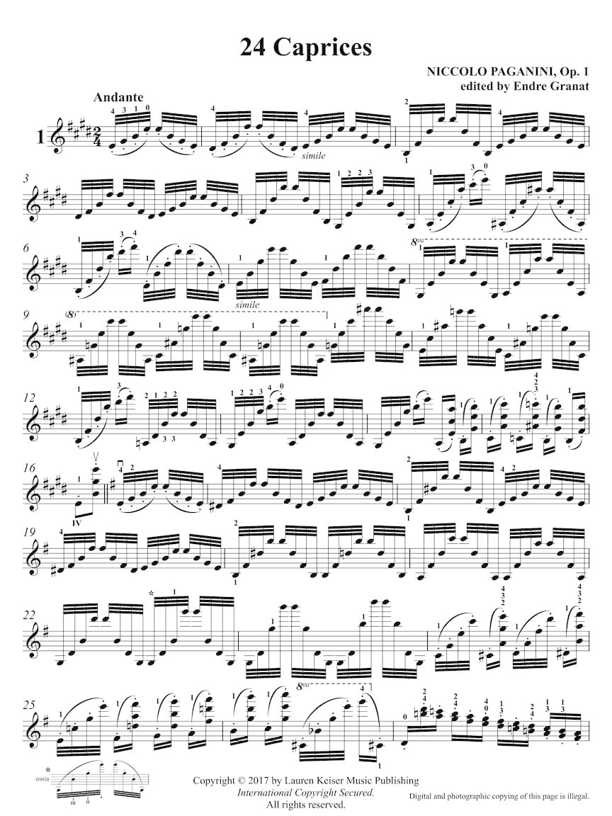Heifetz, J. (Granat): Paganini: 24 Caprices, Op. 1 (Solo Violin) Lauren Keiser