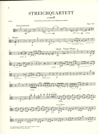 Beethoven, L.van: String Quartet in A minor, Op. 132, urtext (2 violin, viola, and cello)