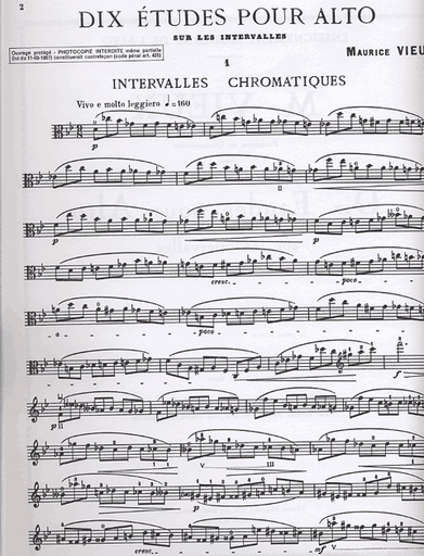 Vieux: Dix Etudes Sur Les Intervalles (viola)