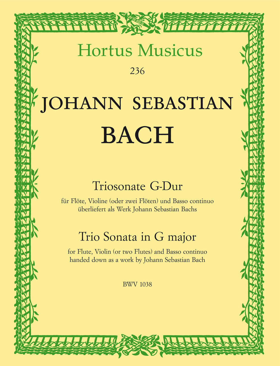 Bach, J.S.: Triosonate for flute, violin and Basso Continuo (keyboard & optional cello) Barenreiter