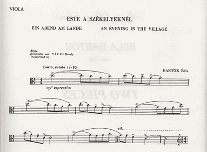 Bartok, Bela: Two Pieces-Evening at the Village/Slovak Dance (viola & piano)