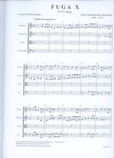 Mendelssohn, F.: 12 Fughe per Archi Bk.4 (string quartet score and parts)