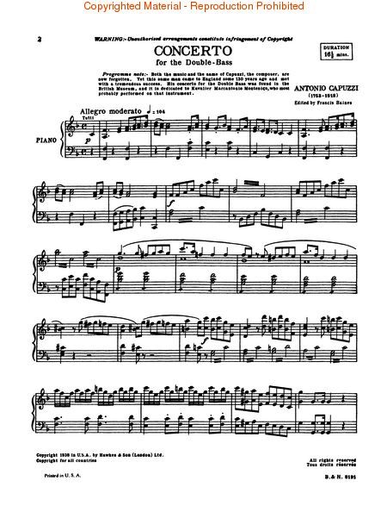 Capuzzi, A. (Baines): Concerto in F (double bass & piano)