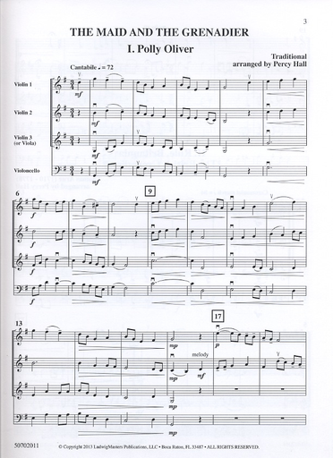 Hall, Percy (arr): The Maid and The Grenadier for Violin Trio or Mixed String Trio, score & parts
