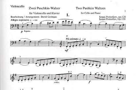 Prokofiev, Sergei: Pushkin Waltzes Op.120 (Cello & Piano)