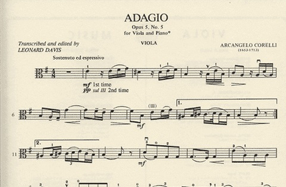 Corelli, Arcangelo: Adagio Op.5 #5 (viola & piano)