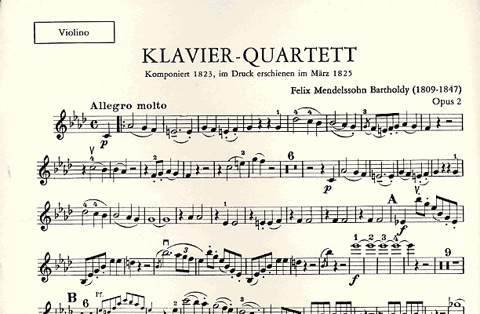 Mendelssohn, F.: Piano Quartet in F minor, Op.2 (violin, viola, cello, piano)