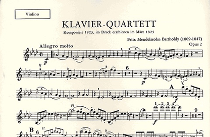 Mendelssohn, F.: Piano Quartet in F minor, Op.2 (violin, viola, cello, piano)