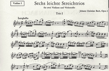 Bach, J.C.: 6 Easy Trios for Strings Op.4 (2 violins & cello) Edition Pegasus