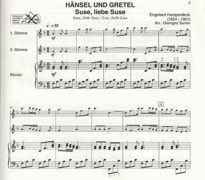 Humperdinck, Engelbert (Sanev): Hansel & Gretel (2 violins & piano)