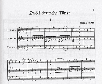Haydn, F.J.: 12 German Dances (2 violins & cello) score & parts