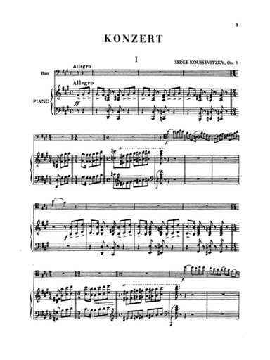 Koussevitzky: Concerto, Op.3 (bass & piano) Kalmus