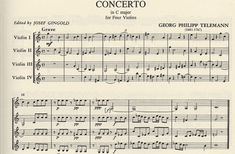 Telemann, G.P.: Concerto in C Major (4 violins) IMC