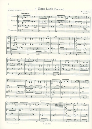 Turner, B.C. (arr.): On Wings of Song; 8 Popular Pieces (2 violins, viola, and cello)