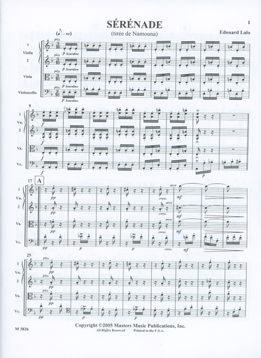 Lalo, Edouard: Serenade from Namouna (string quartet score and parts)